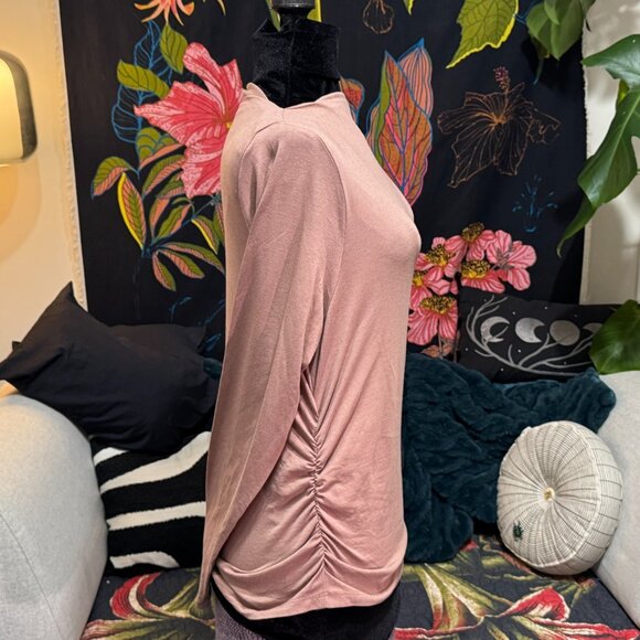 Old Navy Slit Neck with Side Ruching Top, Cotton/Modal, Driftwood, Large - Picture 5 of 10